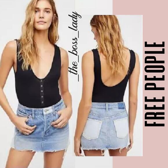 Free People mini skirt denim patched boho summer casual 26 - Picture 1 of 8